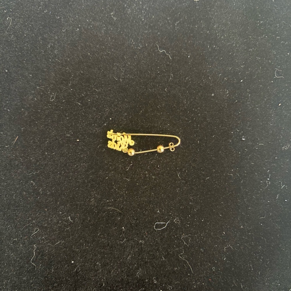 10K Gold Mom's Kids Vintage Beaded Safety Pin Brooch with Two Spacers - Picture 2 of 4